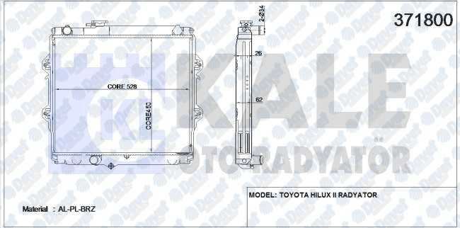 KALE 371800 Su Radyatoru Toyota Hilux Ii (Al/Pl/Brz) (450x528x26) (Manuel)